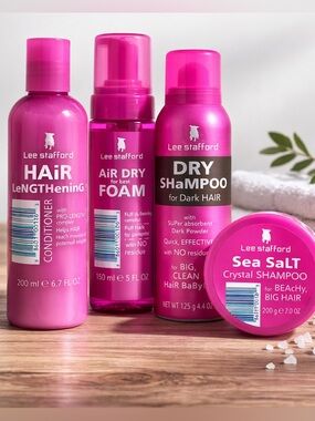 Lee Stafford Hair Care Bundle (4-Piece) Set – Conditioner, Shampoo, Air Dry Foam